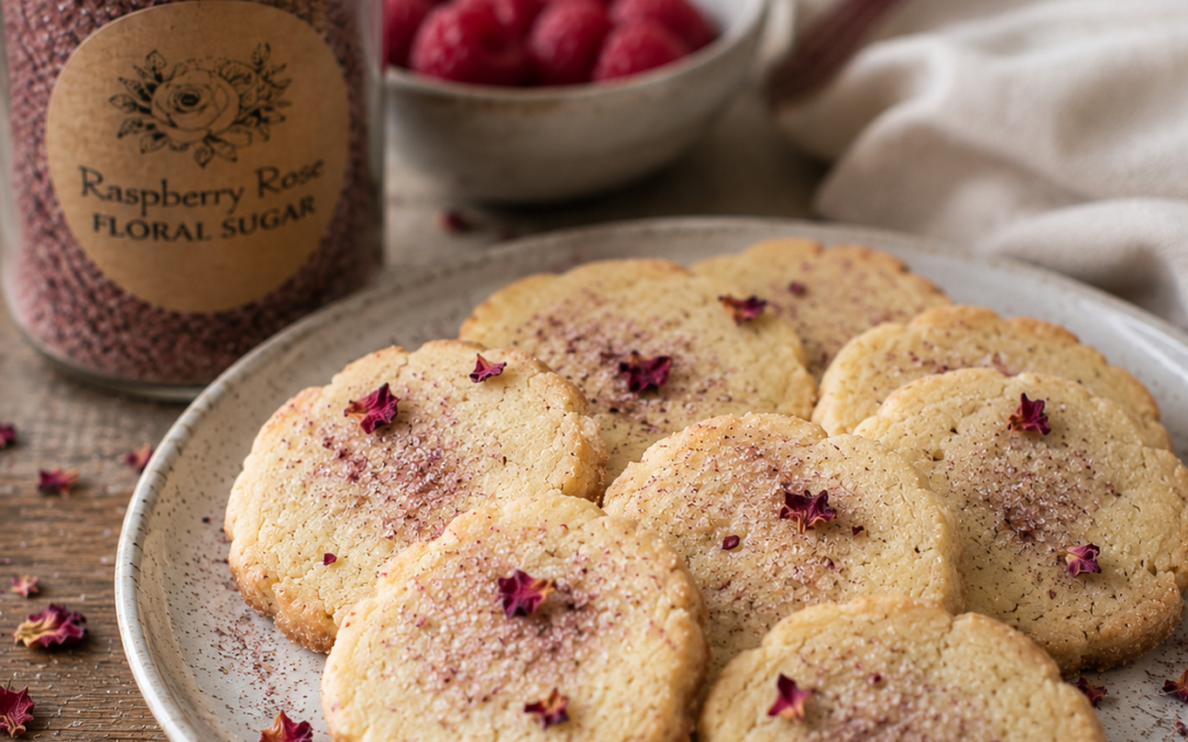 Raspberry Rose Shortbread Cookies